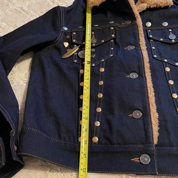 Coach Denim Shearling Embellished Jacket, NWOT. Size 6. - Picture 10 of 14